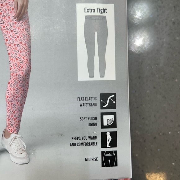 Serra Pink Floral Fleece Lined Leggings, size S and M - Picture 3 of 7